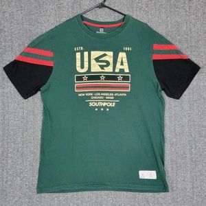 Southpole T-Shirt Mens XL Green USA New York Los Angeles Atlanta Chicago Miami